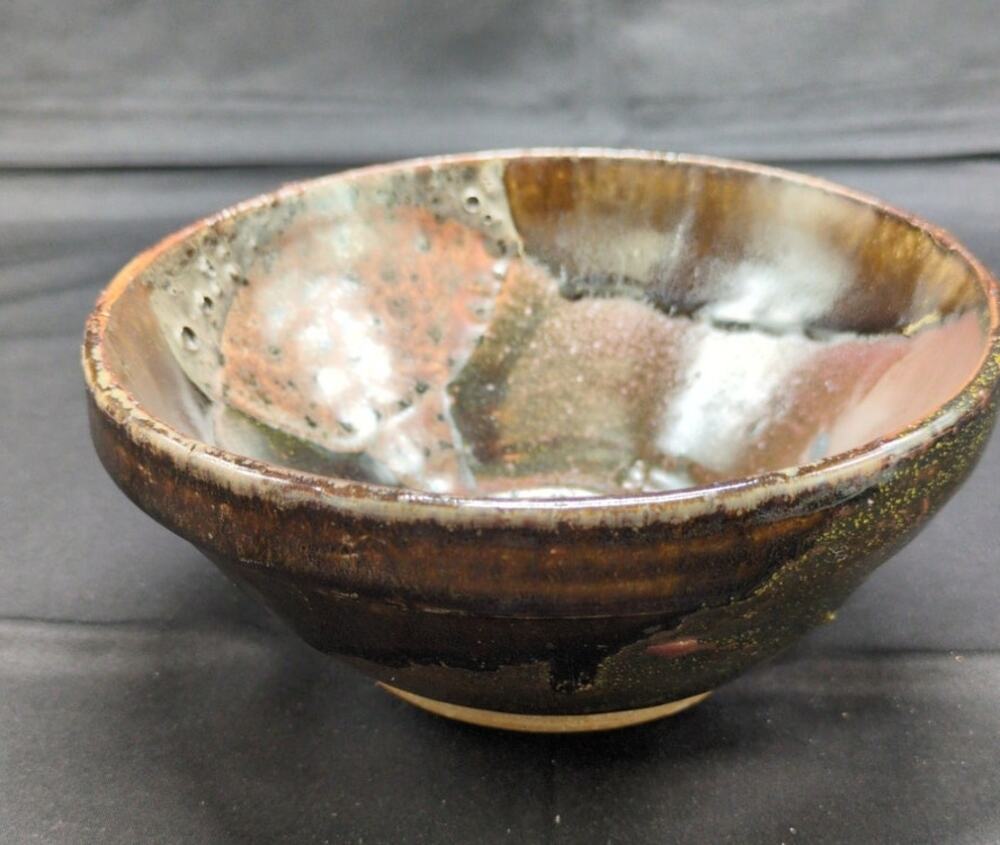 Japanese Hand Thrown Wood Fired Pottery Chawan Matcha Tea Bowl Signed Japan